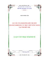 Các yếu tố ảnh hưởng đến thu hút doanh nghiệp đầu tư trực tiếp nước ngoài tại tỉnh Bến Tre (LV thạc sĩ))