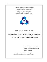 Khảo sát khả năng hấp phụ chọn lọc CO2 và CH4 của vật liệu MOF 199