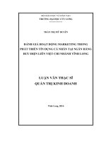 Đánh giá hoạt động Marketing trong phát triển tín dụng cá nhân tại Ngân hàng bưu điện Liên Việt chi nhánh Vĩnh Long (LV thạc sĩ))
