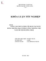 Nâng cao chất lượng tín dụng tại ngân hàng thương mại cổ phần công thương Việt Nam, chi nhánh sông Nhuệ