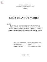 Nâng cao chất lượng tín dụng tại ngân hàng nông nghiệp và phát triển nông thôn chi nhánh Hoàng Quốc Việt