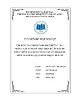 Xác định giá trị đất khi bồi thường giải phóng mặt bằng để thực hiện dự án đầu tư công trình xây dựng nâng cấp mở rộng cầu kinh thanh đa, quận bình thạnh TP HCM 