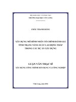 Xây dựng mô hình nhân tố chính đánh giá tình trạng năng suất lao động thấp trong các dự án xây dựng (LV thạc sĩ))