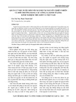 QUẢN LÝ NHÀ NƯỚC ĐỐI VỚI NGÀNH TÀI NGUYÊN THIÊN NHIÊN VÀ MÔI TRƯỜNG BẰNG CÁC CÔNG CỤ KINH TẾ (EIS): KINH NGHIỆM THẾ GIỚI VÀ VIỆT NAM