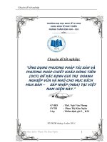 Ứng dụng phương pháp tài sản và phương pháp chiết khấu dòng tiền (DCF) để xác định giá trị doanh nghiệp vừa và nhỏ cho mục đích mua bán   sáp nhập (ma) tại việt nam hiện nay 