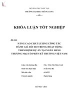Nâng cao chất lượng công tác đánh giá rủi ro trong hoạt động thẩm định dự án tại Ngân hàng Thương mại cổ phần kỹ thương Việt nam