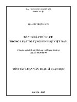 ĐÁNH GIÁ CHỨNG CỨ TRONG LUẬT TỐ TỤNG HÌNH SỰ VIỆT NAM