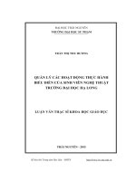 Quản lý hoạt động thực hành biểu diễn của sinh viên nghệ thuật trường đại học Hạ Long (LV thạc sĩ))