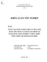 Nâng cao chất lượng cho vay mua sắm hàng tiêu dùng vật dụng gia đình tại ngân hàng nông nghiệp và phát triển nông thôn chi nhánh Long Biên