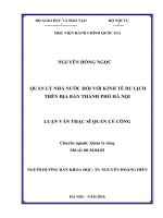 Quản lý nhà nước đối với kinh tế du lịch trên địa bàn thành phố Hà Nội (LV thạc sĩ)