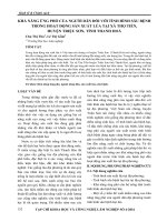 KHẢ NĂNG ỨNG PHÓ CỦA NGƯỜI DÂN ĐỐI VỚI TÌNH HÌNH SÂU BỆNH TRONG HOẠT ĐỘNG SẢN XUẤT LÚA TẠI XÃ THỌ TIẾN, HUYỆN TRIỆU SƠN, TỈNH THANH HOÁ