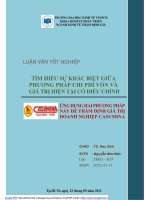 Tìm hiểu sự khác biệt giữa phương pháp chi phí vốn và giá trị hiện tại có điều chỉnh  ứng dụng hai phương pháp này để thẩm định giá trị doanh nghiệp casumina 