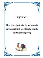 Thực trạng hạch toán chi phí sản xuất và tính giá thành sản phẩm tại công ty mỹ thuật trung ương