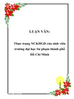 Thực trạng NCKHGD của sinh viên trường đại học Sư phạm thành phố Hồ Chí Minh