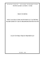 Nâng cao chất lượng nguồn nhân lực tại trường đại học kinh tế và quản trị kinh doanh thái nguyên 