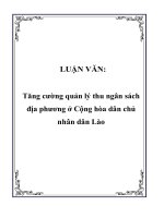 Tăng cường quản lý thu ngân sách địa phương ở Cộng hòa dân chủ nhân dân Lào