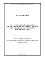 Chất lượng đội ngũ hiệu trưởng trường trung học phổ thông công lập ở các tỉnh đồng bằng sông hồng gia đoạn hiện nay