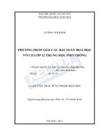 PHƯƠNG PHÁP GIẢI CÁC BÀI TOÁN HÓA HỌC VÔ CƠ LỚP 12 TRUNG HỌC PHỔ THÔNG