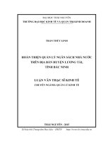 Hoàn thiện quản lý ngân sách nhà nước trên địa bàn huyện Lương Tài, tỉnh Bắc Ninh