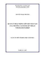 Quản lý hoạt động liên kết đào tạo của trường cao đẳng kỹ thuật với doanh nghiệp 