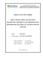 Thực trạng công tác kế toán doanh thu chi phí và xác định kết quả kinh doanh tại Công ty Cổ phần Sơn Hà Sài Gòn