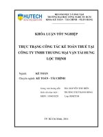 Thực trạng công tác kế toán thuế tại công ty TNHH Thương mại vận tải Hưng Lộc Thịnh