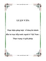 Thực hiện pháp luật về khuyến khích đầu tư trực tiếp nước ngoài ở Việt Nam - Thực trạng và giải pháp