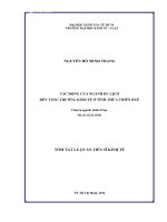 Tác động của ngành du lịch đến tăng trưởng kinh tế ở tỉnh Thừa Thiên Huế