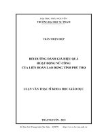 Bồi dưỡng đánh giá hiệu quả hoạt động Nữ công của Liên đoàn Lao động tỉnh Phú Thọ (LV thạc sĩ)