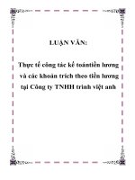 Thực tế công tác kế toántiền lương và các khoản trích theo tiền lương tại Công ty TNHH trình việt anh