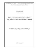 Nâng cao chất lượng nguồn nhân lực tại công ty cổ phần truyền hình cáp hà nội 
