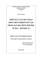 Thiết kế và tổ chức hoạt động trải nghiệm sáng tạo trong dạy học phần Sinh học tế bào  Sinh học 10 (LV tốt nghiệp)