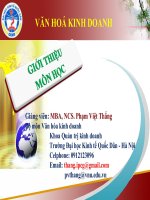 BÀI GIẢNG VĂN HOÁ KINH DOANH chuong 1