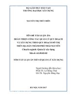 Hoàn thiện công tác quản lý quy hoạch và xây dựng theo quy hoạch đô thị trên địa bàn thành phố Thái Nguyên
