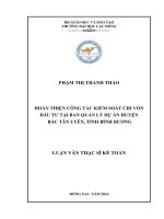 Hoàn thiện công tác kiểm soát chi vốn đầu tư tại ban quản lý dự án huyện bắc tân uyên, tỉnh bình dương