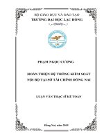 Hoàn thiện hệ thống kiểm soát nội bộ tại sở tài chính đồng nai 