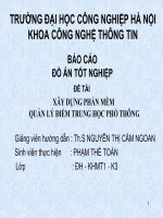 BÁO CÁO  ĐỒ ÁN TỐT NGHIỆP XÂY DỰNG PHẦN MỀM  QUẢN LÝ ĐIỂM TRUNG HỌC PHỔ THÔNG