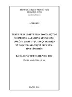 Thành phần loài và phân bố của một số nhóm động vật không xương sống cỡ lớn tại thủy vực dạng suối xã Ngọc Thanh  thị xã Phúc Yên  tỉnh Vĩnh Phúc (LV tốt nghiệp)