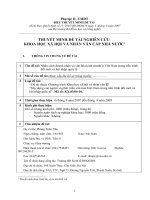 Thuyết minh đề tài nghiên cứu khoa học cấp nhà nước