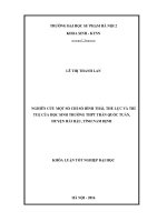 Nghiên cứu một số chỉ số hình thái thể lực và trí tuệ của học sinh trường THPT Trần Quốc Tuấn, huyện Hải Hậu, tỉnh Nam Định (LV tốt nghiệp)