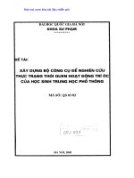 Xây dựng bộ công cụ để nghiên cứu thực trạng thói quen hoạt động trí óc của học sinh trung học phổ thông