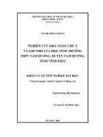Nghiên cứu khả năng chú ý và ghi nhớ của học sinh trường THPT Tam Dương, Tam Dương, Vĩnh Phúc (LV tốt nghiệp)