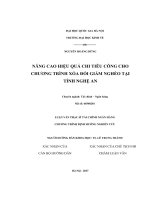Nâng cao hiệu quả chi tiêu công cho chương trình xóa đói giảm nghèo tại tỉnh Nghệ An