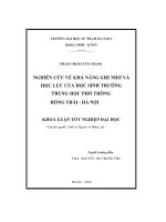Nghiên cứu khả năng ghi nhớ và học lực của học sinh trường Trung học phổ thông Hồng Thái  Hà Nội (LV tốt nghiệp)