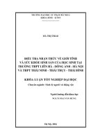 Điều tra nhận thức về giới tính và sức khỏe sinh sản của học sinh tại trường THPT Liên Hà  Đông Anh  Hà Nội và THPT Thái Ninh  Thái Thụy  Thái Bình (LV tốt nghiệp)