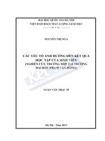 Các yếu tố ảnh hưởng đến kết quả học tập của sinh viên Trường đại học Phạm Văn Đồng