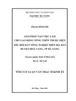 Giải pháp tạo việc làm cho lao động nông thôn thuộc diện thu hồi đất nông nghiệp trên địa bàn huyện hòa vang, TP đà nẵng