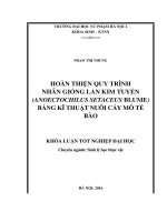 Hoàn thiện quy trình nhân giống lan kim tuyến (anoectochilus setaceus blume) bằng kỹ thuật nuôi cấy mô tế bào