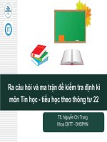Ra câu hỏi và ma trận đề kiểm tra định kì môn tin học   tiểu học theo thông tư 22 