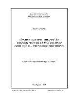 Tổ chức dạy học theo dự án chương cơ thể và môi trường (sinh học 12 – trung học phổ thông) 